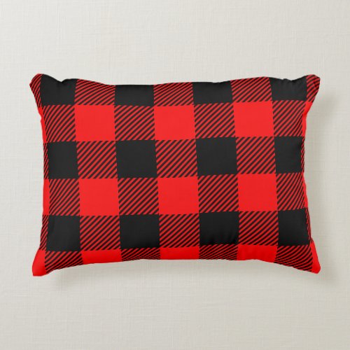 Buffalo Check Red and Black Lumberjack Plaid Decor Accent Pillow