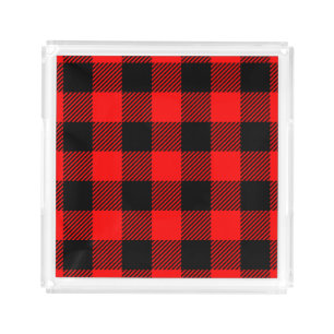 Buffalo Check Red and Black Lumberjack Plaid Decor Acrylic Tray
