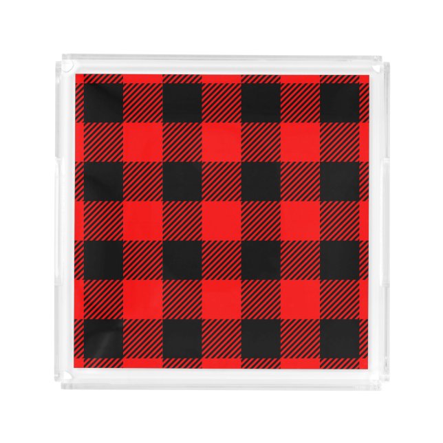 Buffalo Check Red and Black Lumberjack Plaid Decor Acrylic Tray (Front)