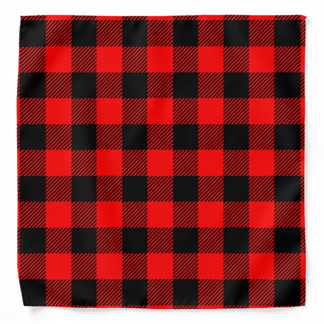 Buffalo Check Red and Black Lumberjack Plaid Decor Bandana (Front)