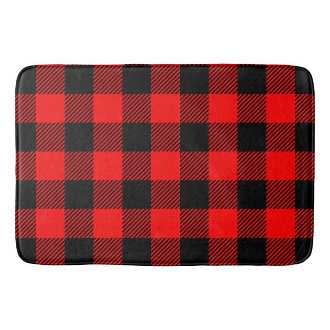 Buffalo Check Red and Black Lumberjack Plaid Decor Bath Mat (Front)
