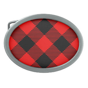 Buffalo Check Red and Black Lumberjack Plaid Decor Belt Buckle
