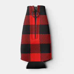 Buffalo Check Red and Black Lumberjack Plaid Decor Bottle Cooler