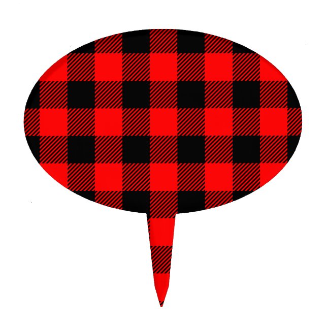Buffalo Check Red and Black Lumberjack Plaid Decor Cake Topper (Front)