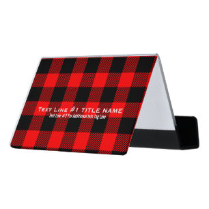 Buffalo Check Red and Black Lumberjack Plaid Decor Desk Business Card Holder