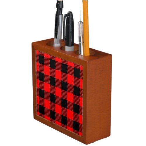 Buffalo Check Red and Black Lumberjack Plaid Decor Desk Organizer