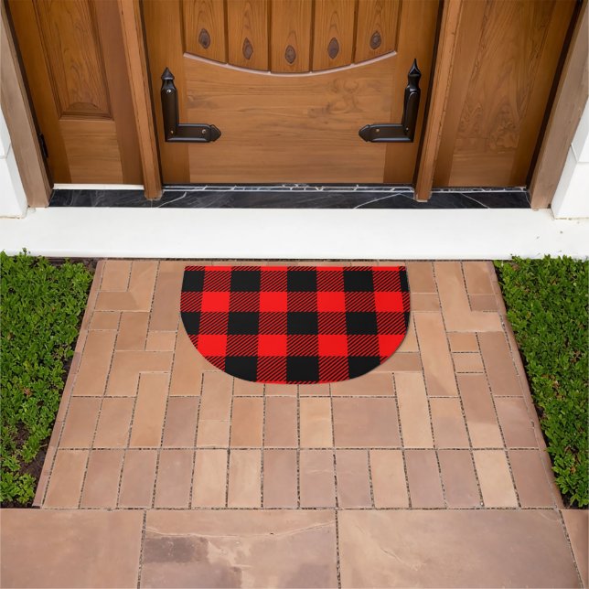 Buffalo Check Red and Black Lumberjack Plaid Decor Doormat (Outdoor)