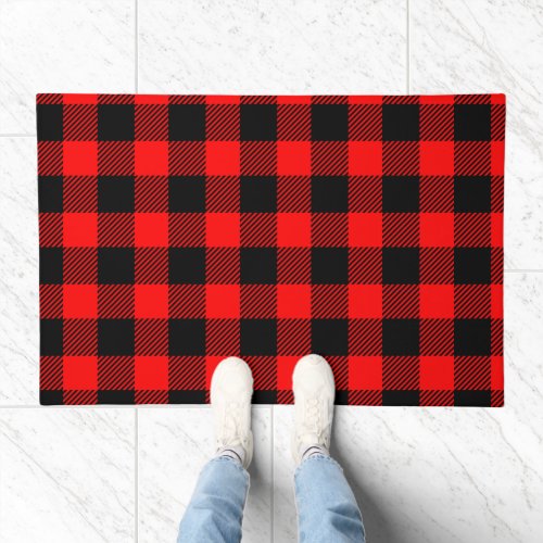 Buffalo Check Red and Black Lumberjack Plaid Decor Doormat