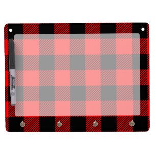 Buffalo Check Red and Black Lumberjack Plaid Decor Dry Erase Board With Keychain Holder
