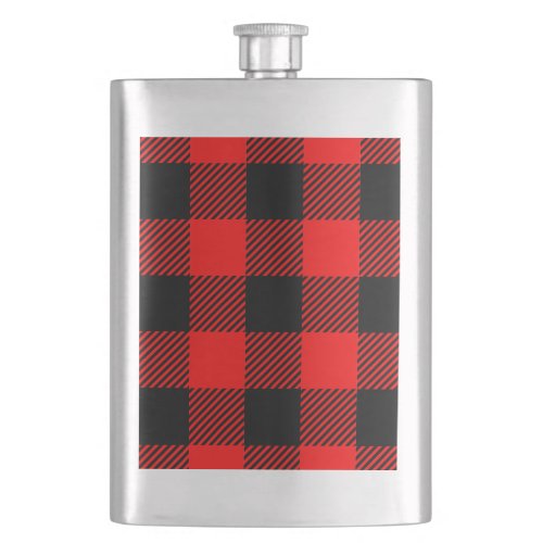 Buffalo Check Red and Black Lumberjack Plaid Decor Flask