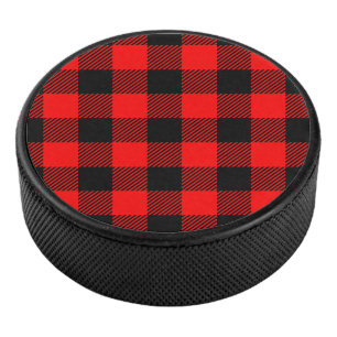 Buffalo Check Red and Black Lumberjack Plaid Decor Hockey Puck