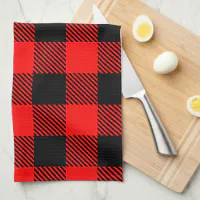 Buffalo Check Towels / French Country Kitchen / Red Check / Cabin Decor /  Rustic Decor / Red White Kitchen / Tartan Tea Towels 