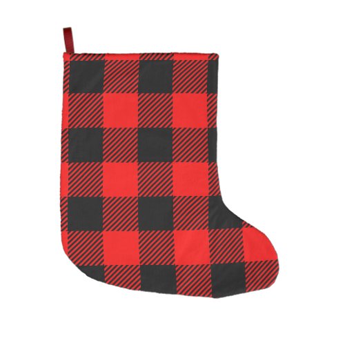 Buffalo Check Red and Black Lumberjack Plaid Decor Large Christmas Stocking