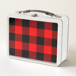 Buffalo Check Red and Black Lumberjack Plaid Decor Metal Lunch Box