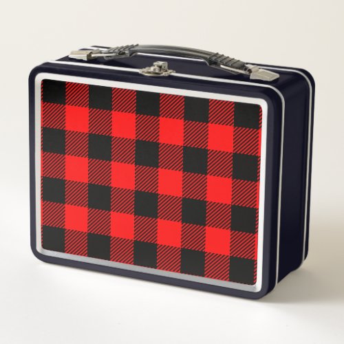 Buffalo Check Red and Black Lumberjack Plaid Decor Metal Lunch Box