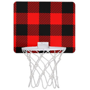 Buffalo Check Red and Black Lumberjack Plaid Decor Mini Basketball Hoop