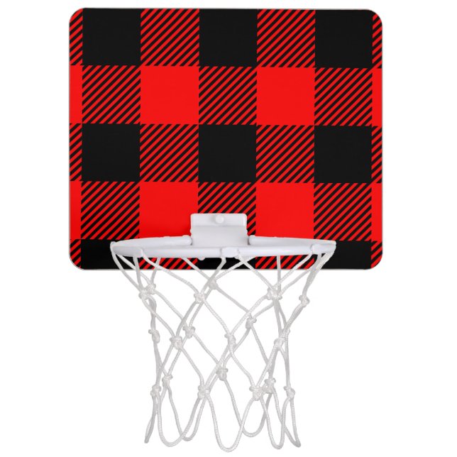 Buffalo Check Red and Black Lumberjack Plaid Decor Mini Basketball Hoop (Front)