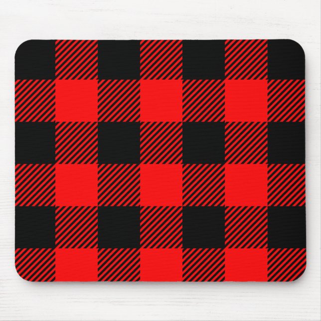 Buffalo Check Red and Black Lumberjack Plaid Decor Mouse Pad (Front)