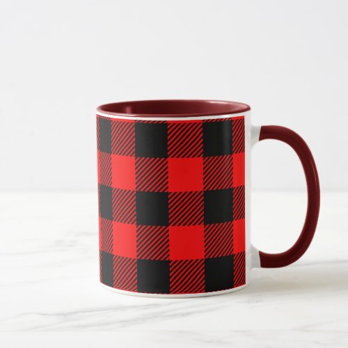 Buffalo Check Red and Black Lumberjack Plaid Decor Mug