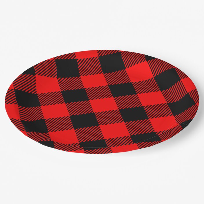 Buffalo Check Red And Black Lumberjack Plaid Decor Paper Plate