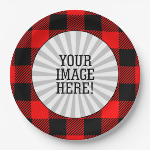 Buffalo Check Red and Black Lumberjack Plaid Decor Paper Plates
