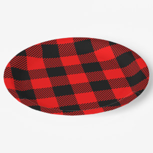 Buffalo Check Red and Black Lumberjack Plaid Decor Paper Plates