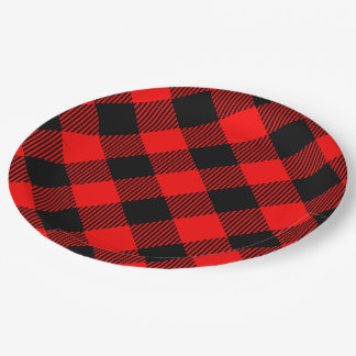 Buffalo Check Red and Black Lumberjack Plaid Decor Paper Plates