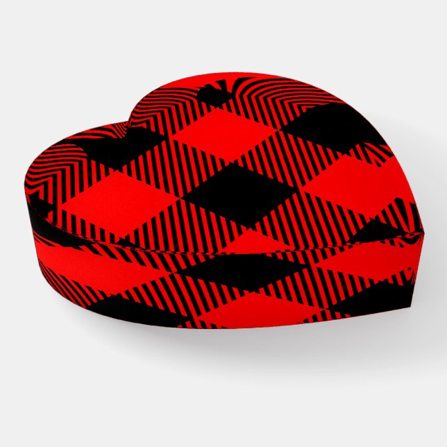 Buffalo Check Red and Black Lumberjack Plaid Decor Paperweight (Angled)