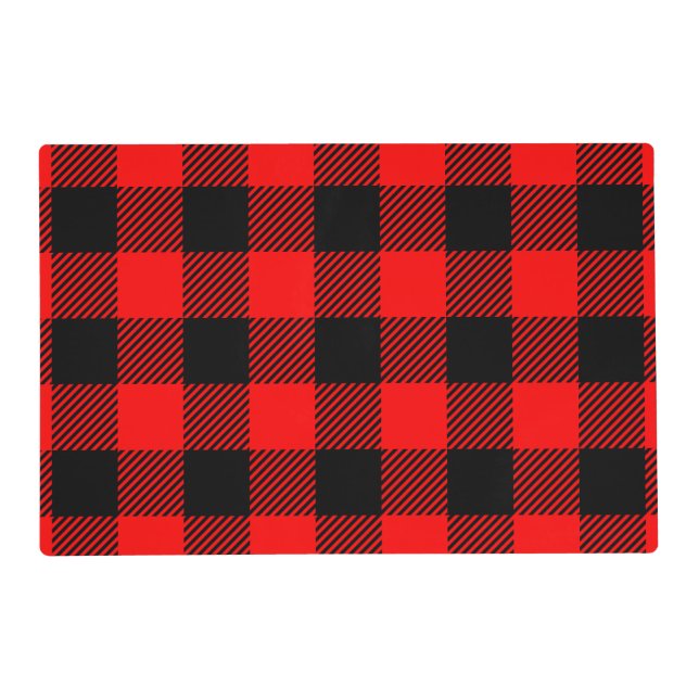 Buffalo Check Red and Black Lumberjack Plaid Decor Placemat (Front)