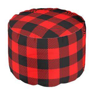 Buffalo Check Red and Black Lumberjack Plaid Decor Pouf