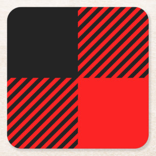 Buffalo Check Red and Black Lumberjack Plaid Decor Square Paper Coaster