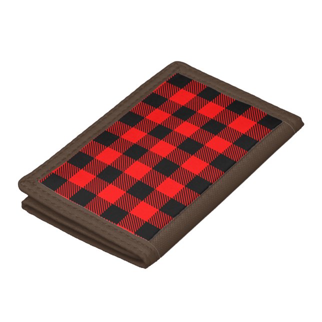 Buffalo Check Red and Black Lumberjack Plaid Decor Trifold Wallet (Top)