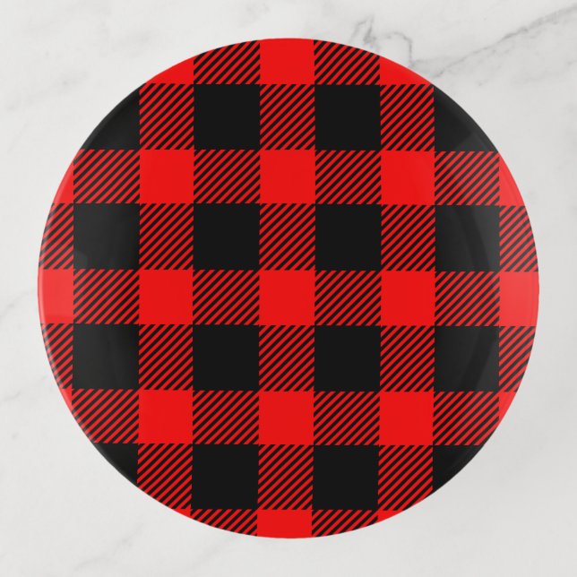 Buffalo Check Red and Black Lumberjack Plaid Decor Trinket Tray (Front)