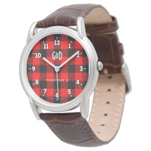 Buffalo Check Red and Black Lumberjack Plaid Decor Watch