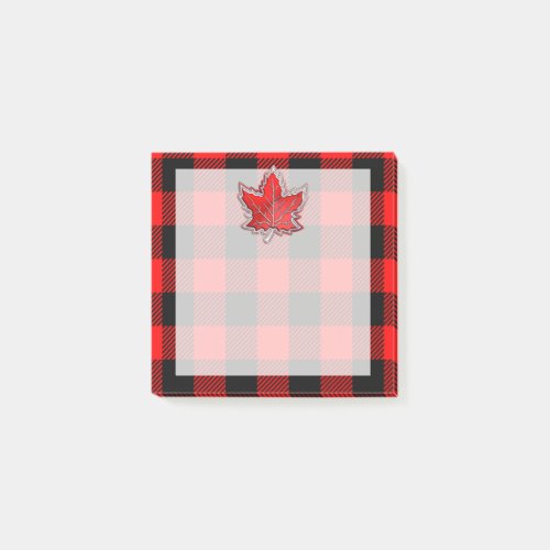 Buffalo Check Red and Black Plaid Maple Leaf Post_it Notes
