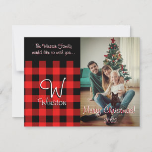 Buffalo Check Red Plaid Christmas Card