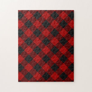 Buffalo Check Red Tartan Plaid Pattern Jigsaw Puzzle