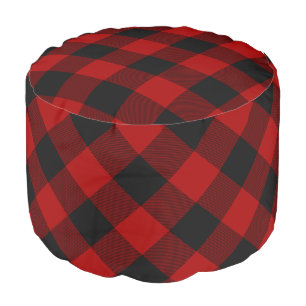 Buffalo Check Red Tartan Plaid Pouf