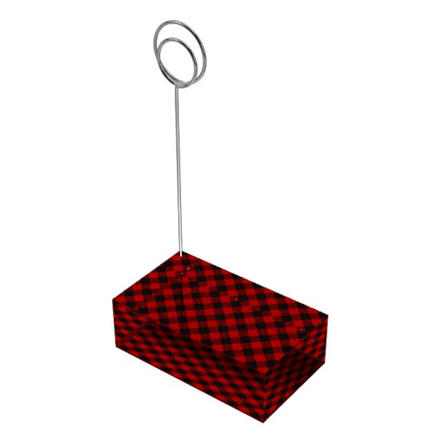 Buffalo Check Red Tartan Scottish Plaid Place Card Holder (Corner)