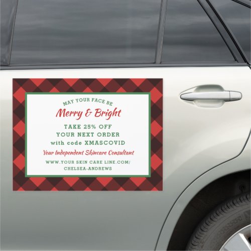 Buffalo Check Rustic Christmas Advertisement Sale Car Magnet