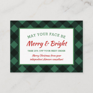 Buffalo Check Rustic Christmas Coupon Skincare Business Card