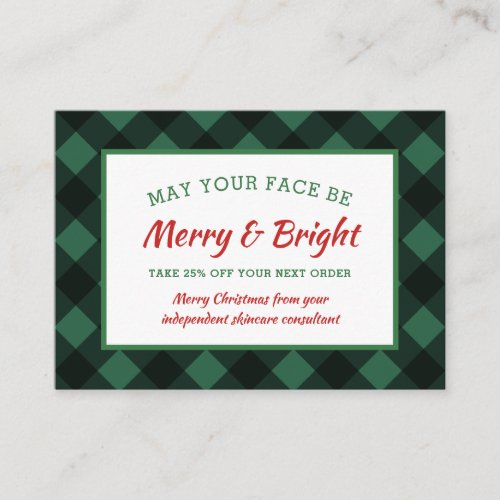 Buffalo Check Rustic Christmas Coupon Skincare Business Card