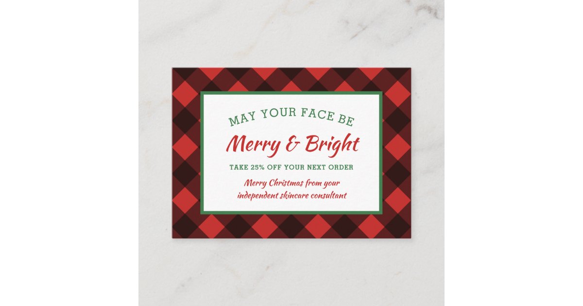 Buffalo Check Rustic Christmas Coupon Skincare Business Card | Zazzle