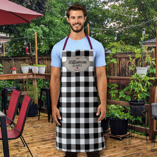 Buffalo Check Rustic Country Family Name Apron