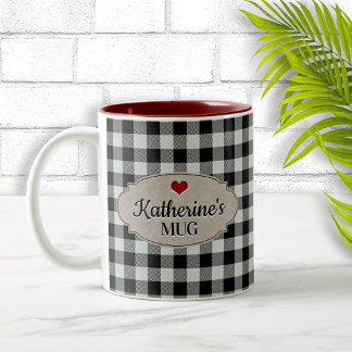 Buffalo Check Rustic Country Personalized Two-Tone Coffee Mug