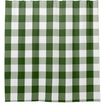 Buffalo Check Rustic Green White Shower Curtain by lemontreecards at Zazzle