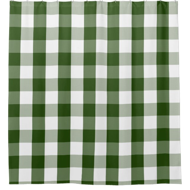 Buffalo Check Rustic Green White Shower Curtain (Front)