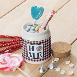 Buffalo check sunflower "Home" Candy Jar