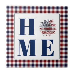 Buffalo check sunflower "Home" Ceramic Tile