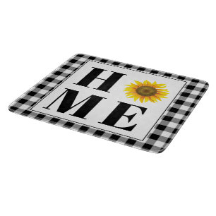 Buffalo check sunflower "Home" Cutting Board
